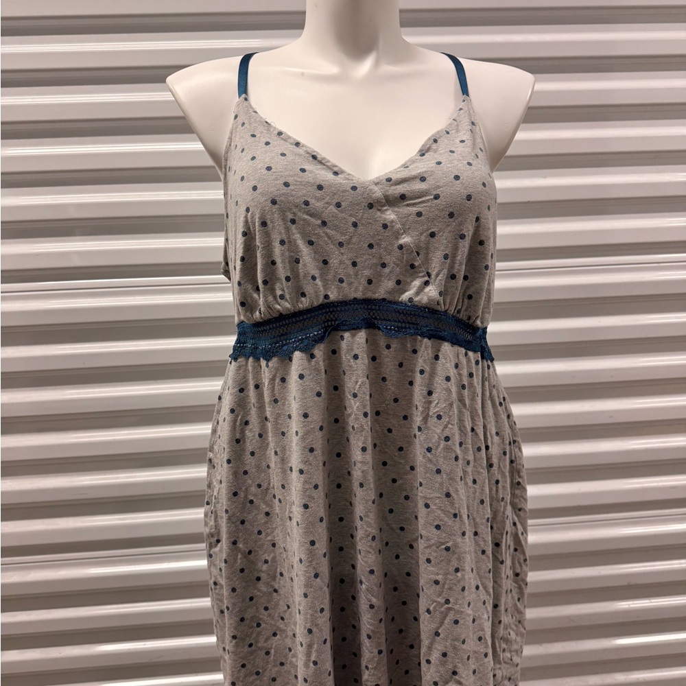 Cacique Gray Sleepwear with Blue Polka Dots